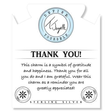 Light Green Shell Gemstone Bracelet with Thank You Sterling Silver Charm