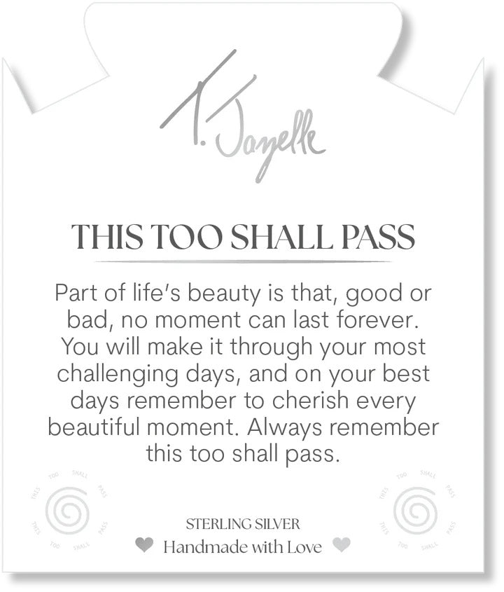 Aqua Agate Gemstone Bracelet with This Too Shall Pass Sterling Silver Charm