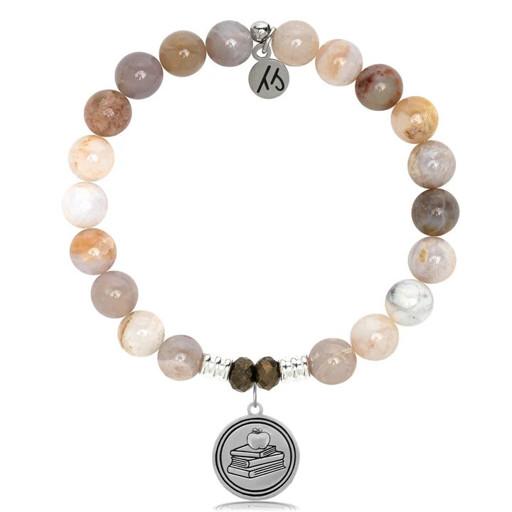 Australian Agatel Gemstone Bracelet with Teacher Sterling Silver Charm