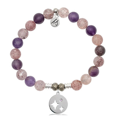 Super 7 Gemstone Bracelet with Mother Daugher Sterling Silver Charm