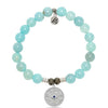 Aqua Fire Agate Gemstone Bracelet with Protection Sterling Silver Charm