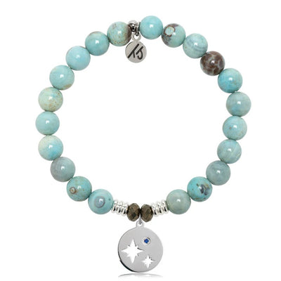 Robin Egg Agate Stone Bracelet with Mother Son Sterling Silver Charm