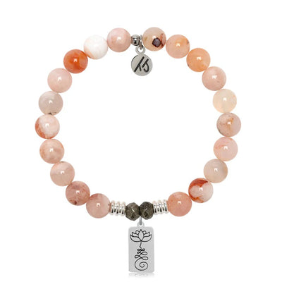 Sakura Agate Gemstone Bracelet with New Beginnings Sterling Silver Charm