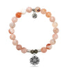 Sakura Agate Gemstone Bracelet with Sunflower Sterling Silver Charm