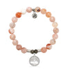 Sakura Agate Gemstone Bracelet with Family Tree Sterling Silver Charm