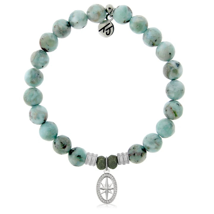 Larimar Gemstone Bracelet with Unstoppable Sterling Silver Charm