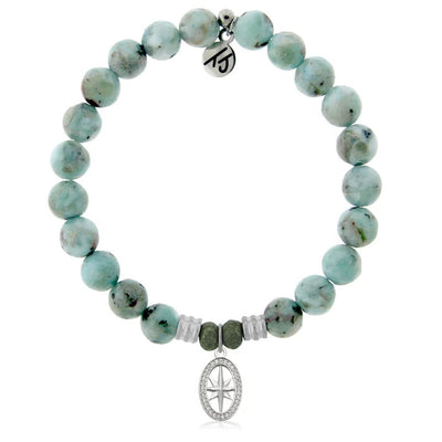 Larimar Gemstone Bracelet with Unstoppable Sterling Silver Charm
