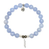 Sky Blue Jade Gemstone Bracelet with Stand by Me Sterling Silver Charm