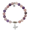 Super 7 Gemstone Bracelet with Butterfly CZ Sterling Silver Charm