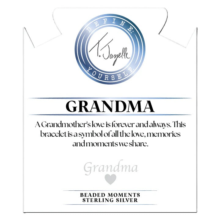 Family Bead Bracelet- Grandma with Rose Quartz Sterling Silver Charm