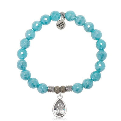 Blue Amazonite Stone Bracelet with Inner Beauty Sterling Silver Charm