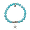 Blue Amazonite Gemstone Bracelet with Starfish CZ Sterling Silver Charm