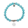 Blue Amazonite Gemstone Bracelet with Thank You Flower Sterling Silver Charm