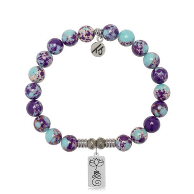 Purple Blue Jasper Gemstone Bracelet with New Beginnings Sterling Silver Charm