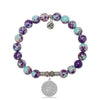 Purple Blue Jasper Gemstone Bracelet with Serenity Prayer Sterling Silver Charm