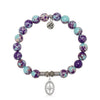 Purple Blue Jasper Gemstone Bracelet with Unstoppable Sterling Silver Charm