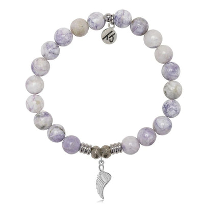 Purple Turquoise Gemstone Bracelet with Angel Blessings Sterling Silver Charm