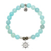 Aqua Fire Agate Stone Bracelet with Captains Wheel Sterling Silver Charm