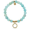 Gold Charm Collection - Aqua Fire Agate Gemstone Bracelet with Good Karma Gold Charm