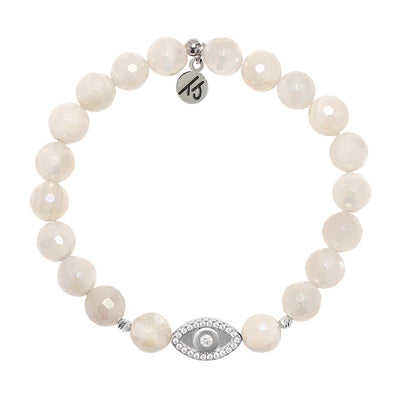 Beaded Moments Bracelet- Moonstone with Evil Eye Sterling Silver Charm