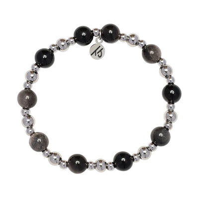 Day by Day Collection- Silver Obsidian Gemstone Bracelet