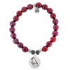 Cranberry Jasper Stone Bracelet with Cardinal Sterling Silver Charm