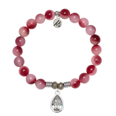 Cherry Jade Gemstone Bracelet with Inner Beauty Sterling Silver Charm