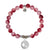 Cherry Jade Gemstone Bracelet with Mother Daughter Sterling Silver Charm