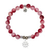 Cherry Jade Gemstone Bracelet with Thank You Flower Sterling Silver Charm