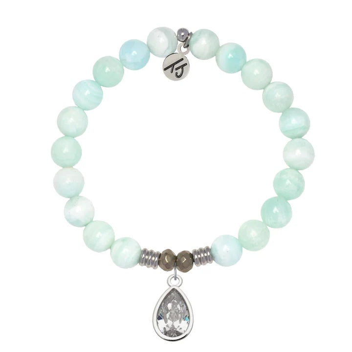 Hemimorphite Gemstone Bracelet with Inner Beauty Sterling Silver Charm
