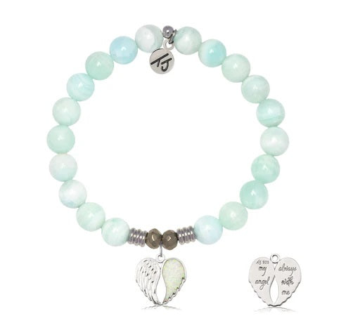 Hemimorphite Gemstone Bracelet with My Angel Sterling Silver Charm