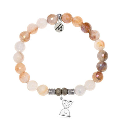 Sunset Quartz Gemstone Bracelet with Trust in Time Sterling Silver Charm