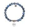 Denim Blue Agate Gemstone Bracelet with Endless Love Sister Sterling Silver Charm