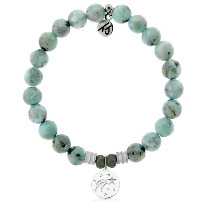 Larimar Gemstone Bracelet with Best is Yet to Come Sterling Silver Charm