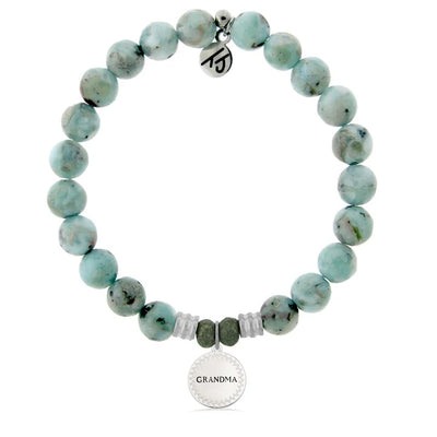 Larimar Gemstone Bracelet with Endless Love Grandma Sterling Silver Charm