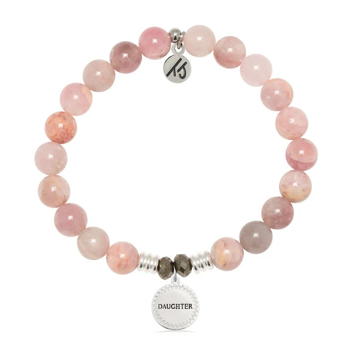 Madagascar Quartz Gemstone Bracelet with Endless Love Daughter Sterling Silver Charm