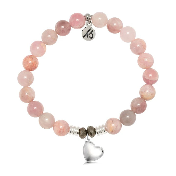 Madagascar Quartz Gemstone Bracelet with Love the Life You Live Sterling Silver Charm