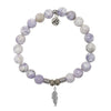 Purple Turquoise Gemstone Bracelet with Feather Sterling Silver Charm