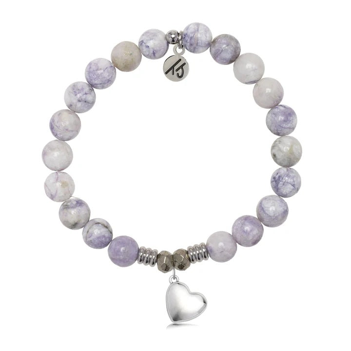 Purple Turquoise Gemstone Bracelet with Love the Life You Live Sterling Silver Charm