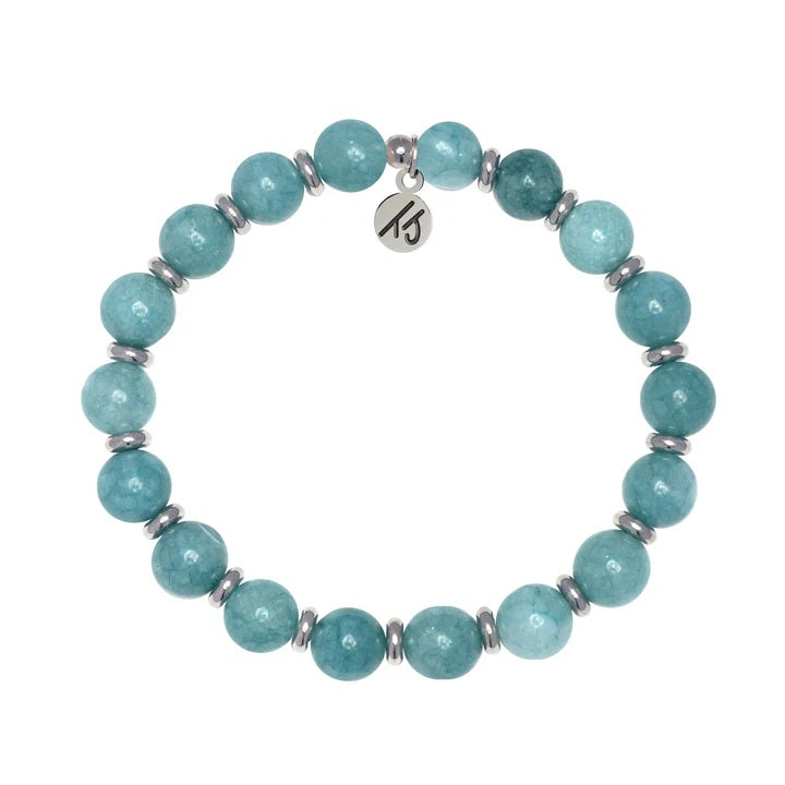 Silver Empowered Elegance Collection- Mountain Jade Gemstone Bracelet