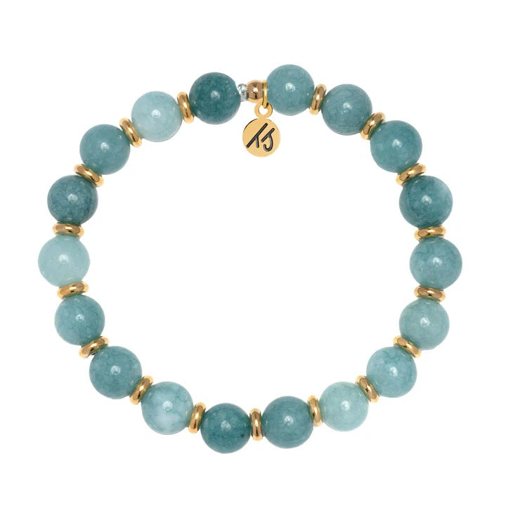Gold Empowered Elegance Collection- Mountain Jade Gemstone Bracelet