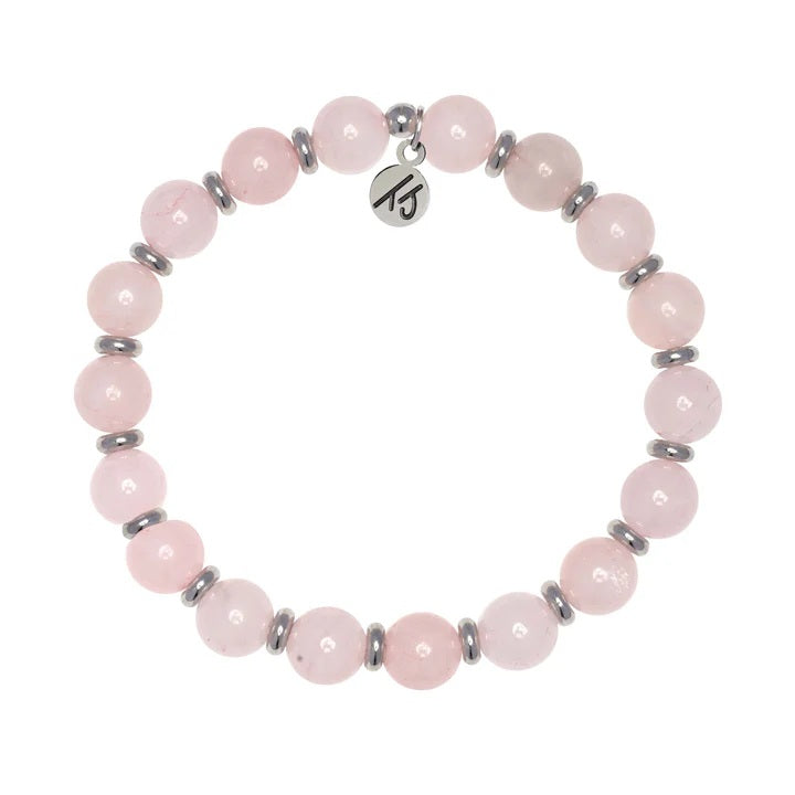 Silver Empowered Elegance Collection- Rose Quartz Gemstone Bracelet