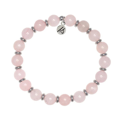 Silver Empowered Elegance Collection- Rose Quartz Gemstone Bracelet