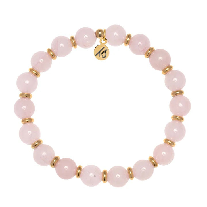 Gold Empowered Elegance Collection- Rose Quartz Gemstone Bracelet