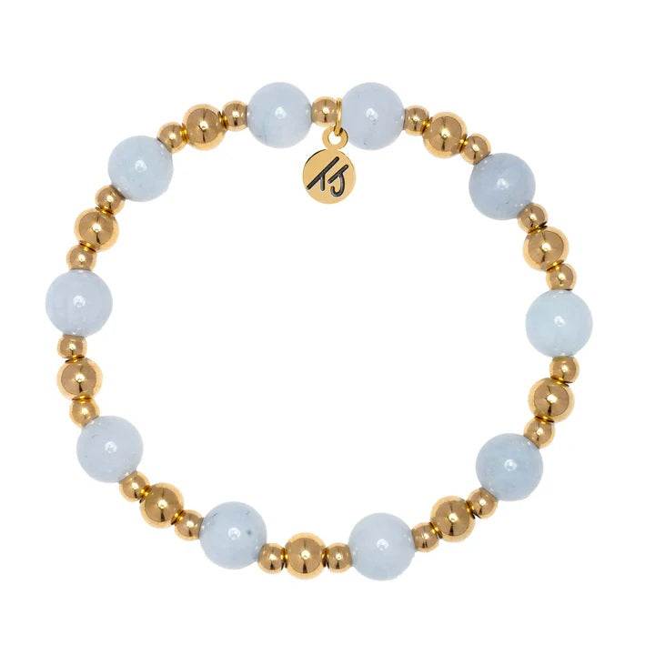 Gold Day by Day Collection- Blue Aquamarine Gemstone Bracelet