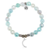 Aqua Agate Gemstone Bracelet with Friendship Moon Sterling Silver Charm