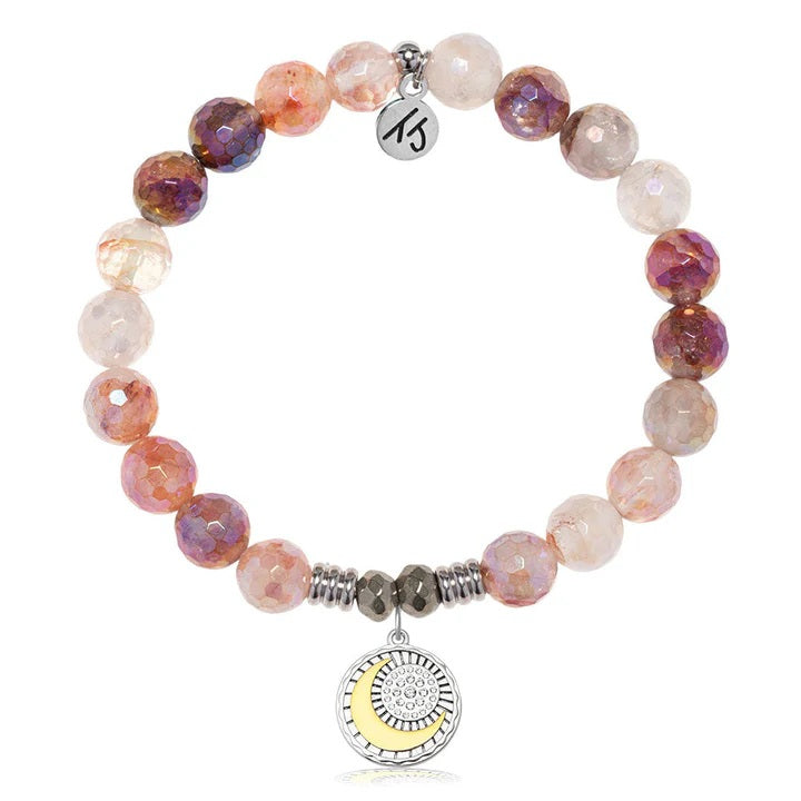 Strawberry Quartz Gemstone Bracelet with Radiant Soul Sterling Silver Charm