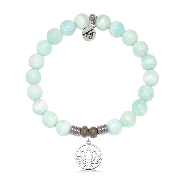 Hemimorphite Gemstone Bracelet with Resilience Sterling Silver Charm