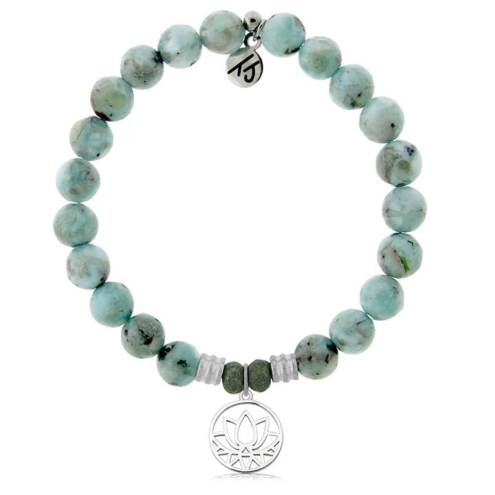 Larimar Gemstone Bracelet with Resilience Sterling Silver Charm