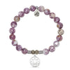 Lepidolite Quartz Gemstone Bracelet with Resilience Sterling Silver Charm